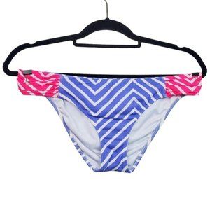 Victoria's Secret Purple Pink White Chevron Stripe Bikini Swimsuit Bottom Size M